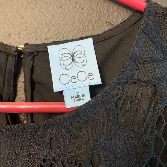 Black lace mini dress with lining. - Picture 2 of 5